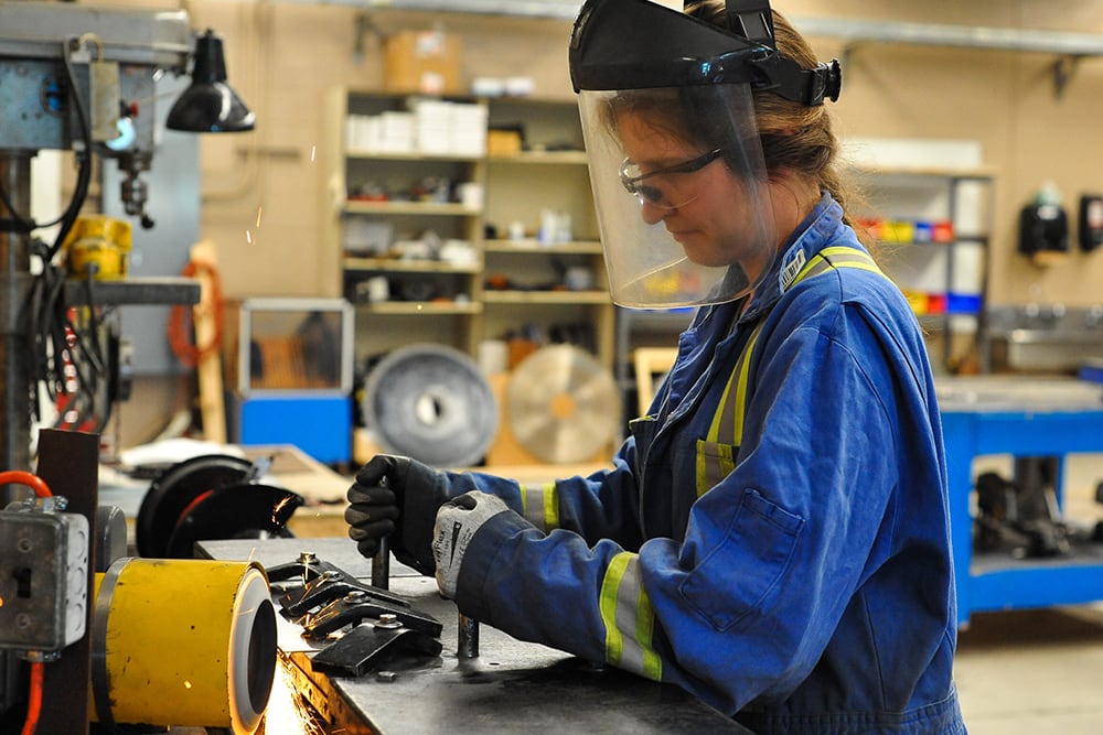 Student working on work bench